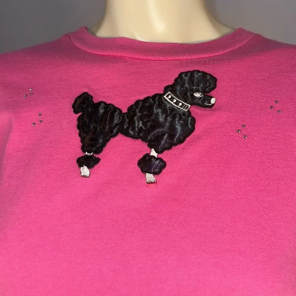 Vintage‎ Pink Single Stitch Rockabilly Poodle Patchwork T-Shirt Medium
